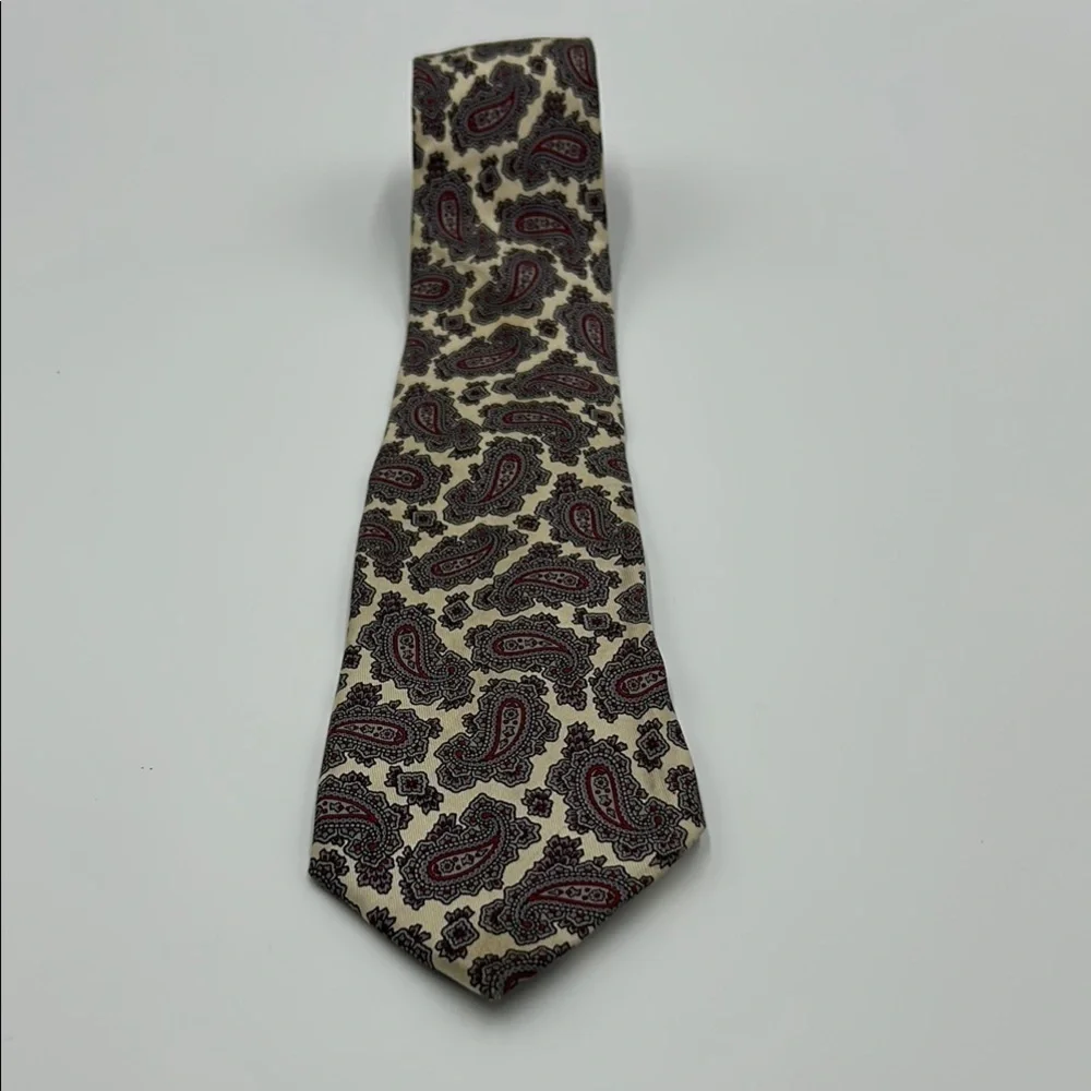 Andre Valetino paisley print silk tie Men’s beige Giraffe